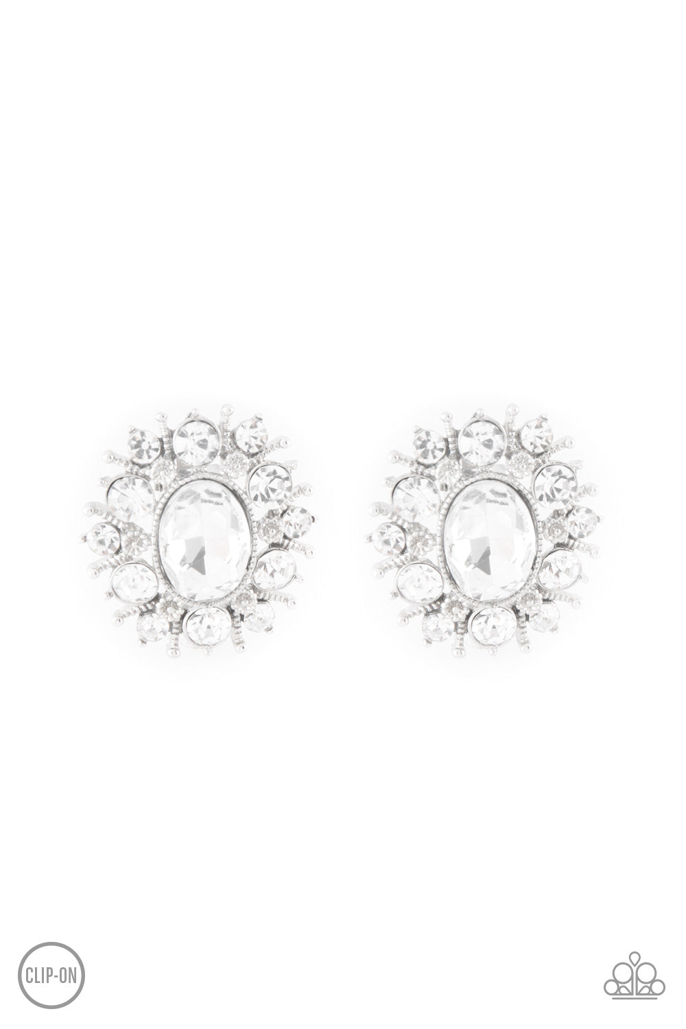Serious Star Power (White clip-on earrings)