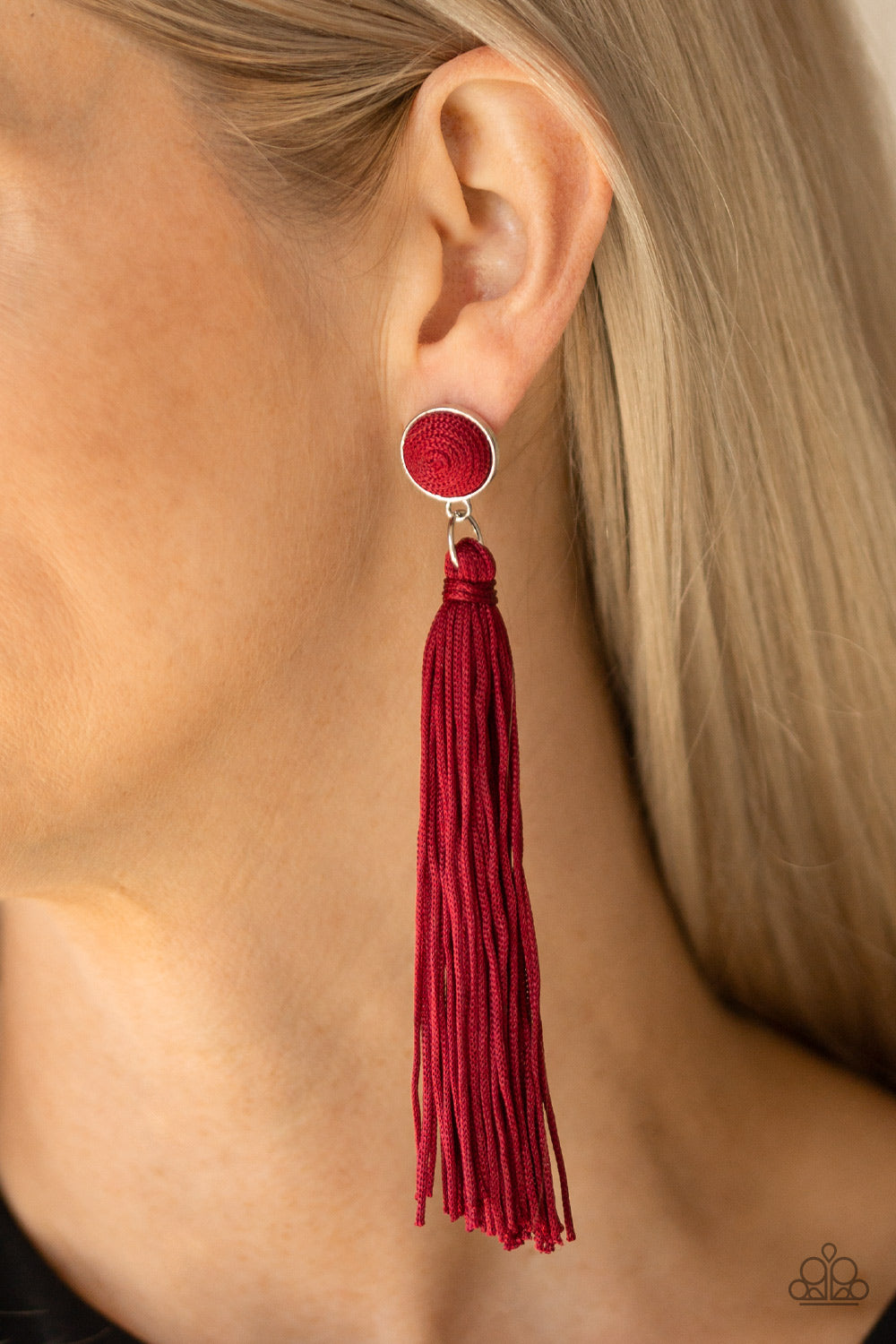 Tightrope Tassel (Red earrings)