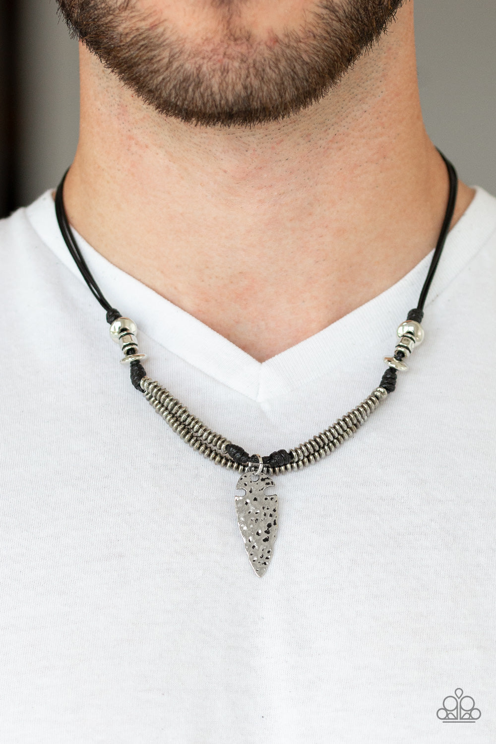Off With His ARROWHEAD (Men's black necklace)