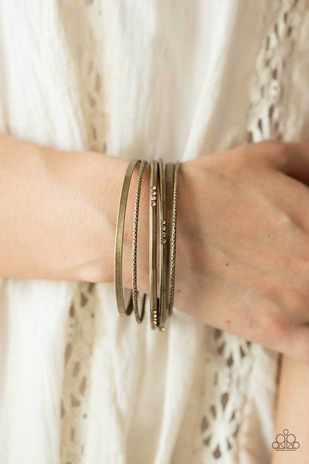 Lock, STACK, and Barrel (brass bracelets)